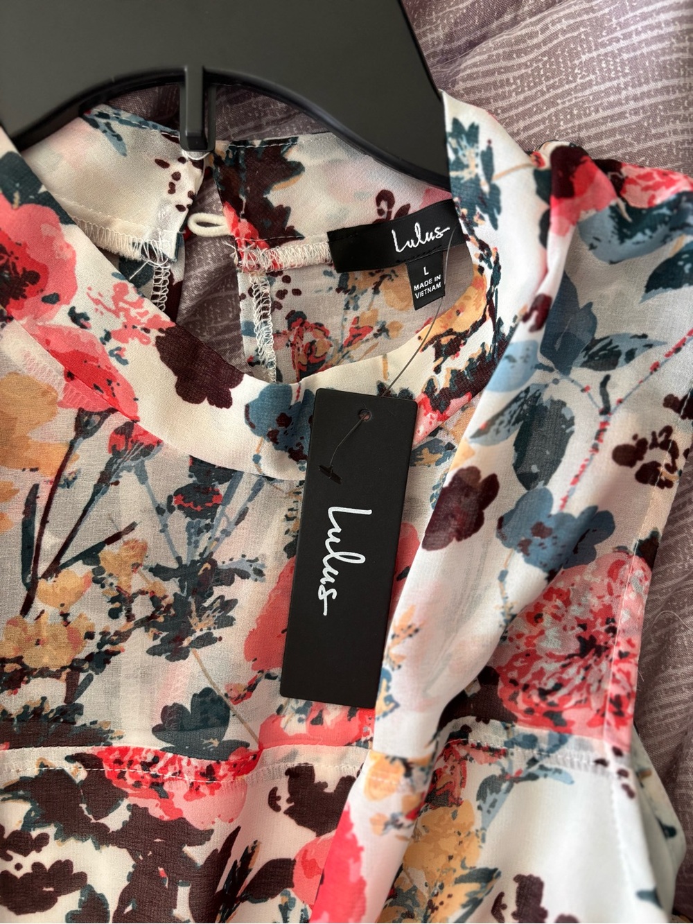 Lulu's Cream Midi Dress with Coral Floral Print - Picture 4 of 6